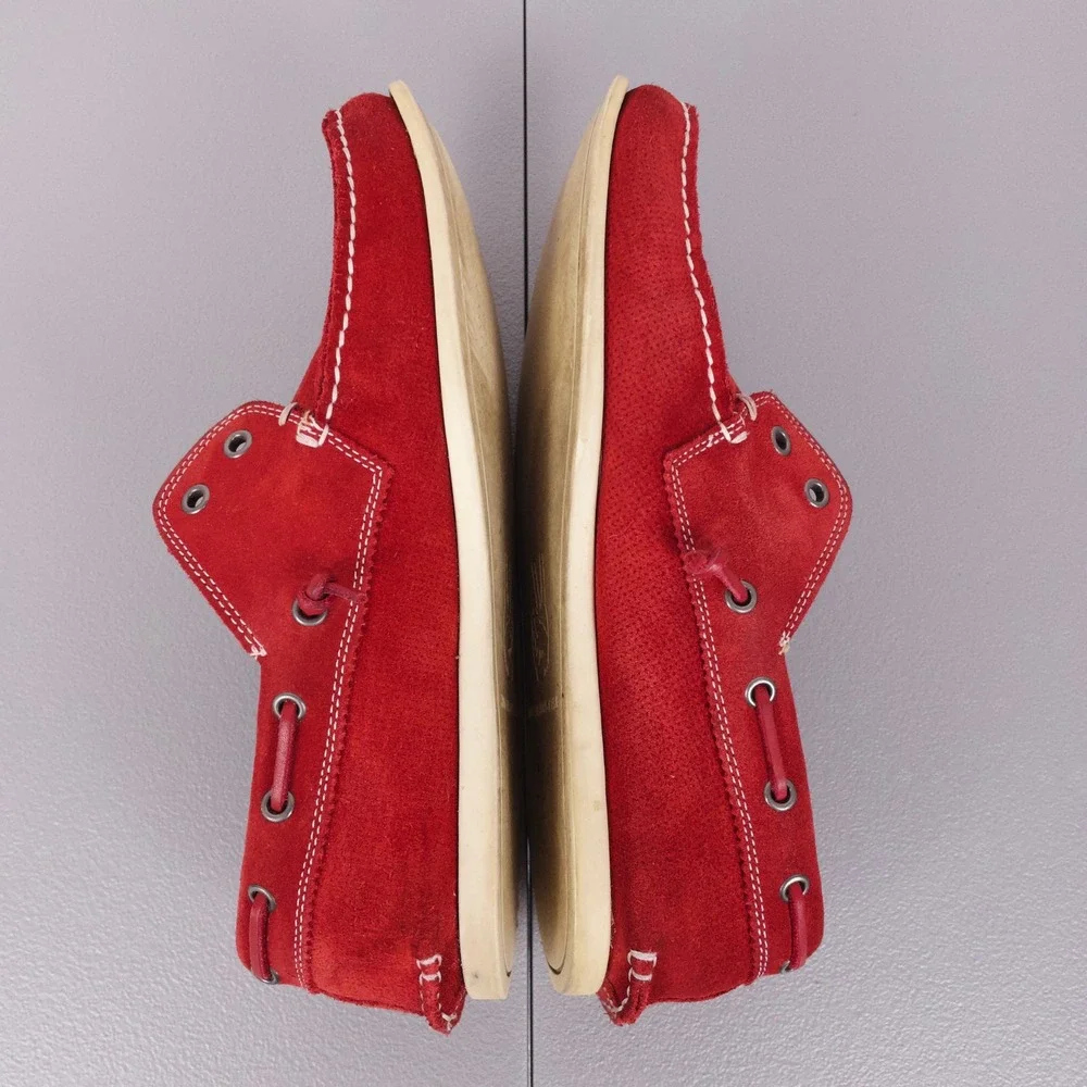 John Varvatos USA Schooner Boat Shoes Mens 9 Red Suede Moc Toe Slip On Preppy